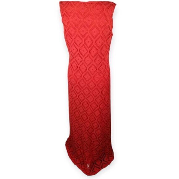 SHARAGANO ORANGE CROCHET OVERLAY MAXI DRESS SZ.16 EUC. - Picture 5 of 8